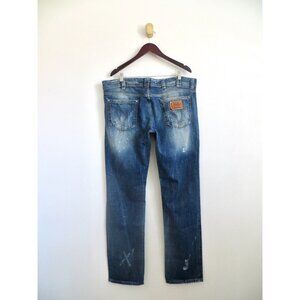 Dolce & Gabbana Distressed Jeans Straight Leg Button Fly Blue SZ 38